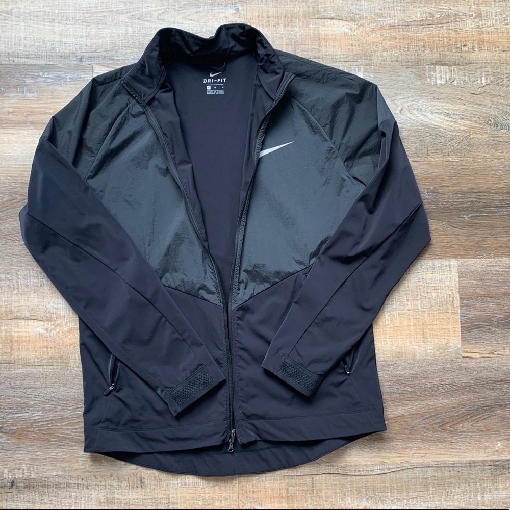 Men Nike Stadium Running Jacket Black Anthracite